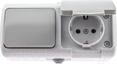 Блок выключатель+розетка INTRO Atlantic 5-701-03 / Б0050947 (серый)