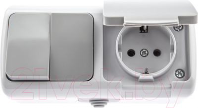Блок выключатель+розетка INTRO Atlantic 5-702-03 / Б0050948 (серый)