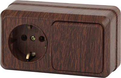 Блок выключатель+розетка INTRO Quadro 2-701-10 / Б0053868 (венге)