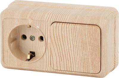 Блок выключатель+розетка INTRO Quadro 2-701-11 / Б0053871 (сосна)