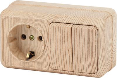 Блок выключатель+розетка INTRO Quadro 2-702-11 / Б0053880 (сосна)