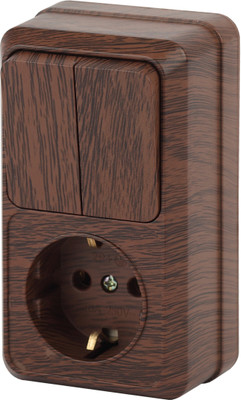 Блок выключатель+розетка INTRO Quadro 2-706-10 / Б0053895 (венге)