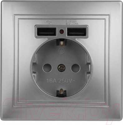 Розетка INTRO Plano 1-410-03 / Б0053944 (алюминий)