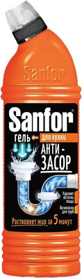 Средство для устранения засоров Sanfor Антизасор на кухне (1л)