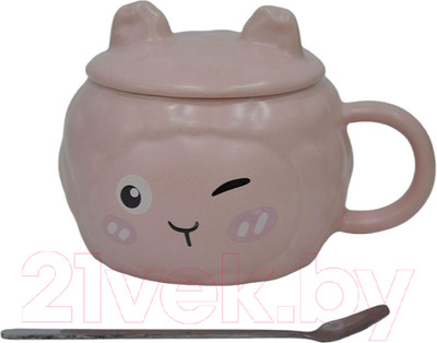 Кружка с ложкой Swed house MR3-11 (розовый)