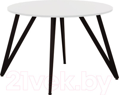 Обеденный стол Millwood Женева 2 Л18 D110 (белый/металл черный)