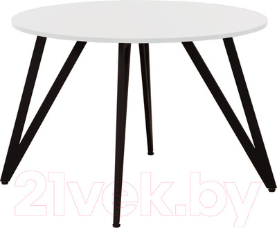 Обеденный стол Millwood Женева 2 Л18 D120 (белый/металл черный)