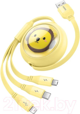 Кабель Baseus USB to Micro USB+Type-C+iP CB000063 / 662802585A (1.1м, желтый)