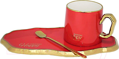 Чашка с блюдцем Lenardi 106-081 (с ложкой)