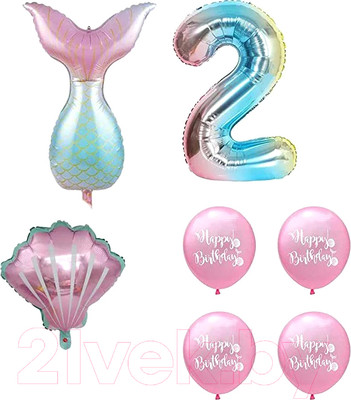 Набор воздушных шаров Sundays Party Цифра 2 / C0006044B (розовый/голубой)