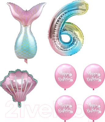 Набор воздушных шаров Sundays Party Цифра 6 / C0006044F (розовый/голубой)