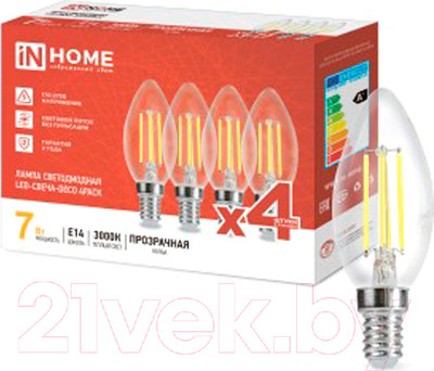 Лампа INhome LED-Свеча-deco / 4690612053431 (4шт)