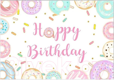 Фон тканевый Sundays Party Детский день рождения / 649900831A (210x150, розовый/разноцветный)