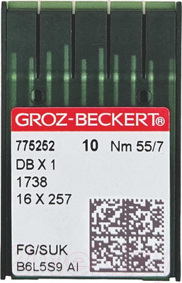 Набор игл для промышленной швейной машины Groz-Beckert DBx1 55 SUK GB-10 (для высокоэластичных тканей)