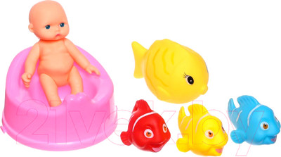 Набор игрушек для ванной Крошка Я Пупсик с цветными рыбками / 10095817 (6шт)