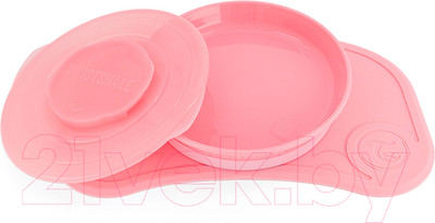 Набор посуды для кормления Twistshake Click Mat Mini коврик с тарелкой / 78439 (пастельный розовый)