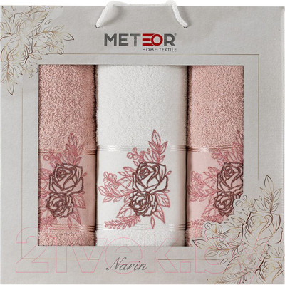 Набор полотенец METEOR Narin / 11255 (3шт, в коробке, розовый)