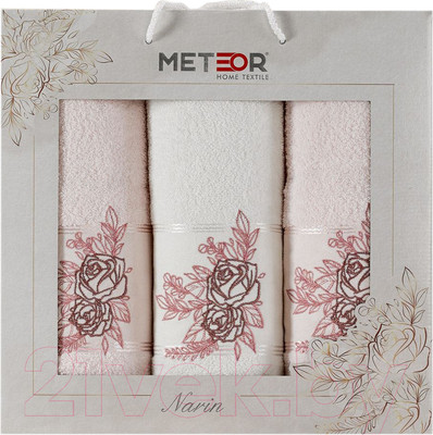 Набор полотенец METEOR Narin / 11255 (3шт, в коробке, пудра)