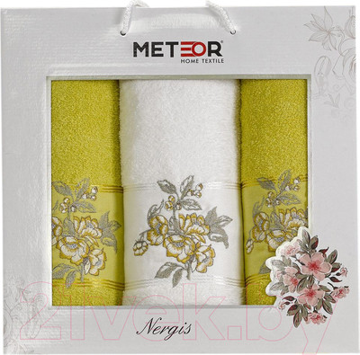Набор полотенец METEOR Nergis / 11257 (3шт, в коробке, светло-зеленый)