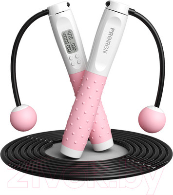 Скакалка Proiron ПРО041 (белый/розовый)