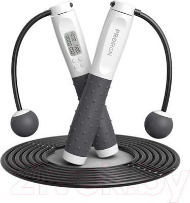 Скакалка Proiron ПРО043 (белый/серый)