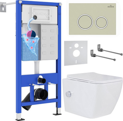 Унитаз подвесной с инсталляцией Roxen StounFix Slim 966246