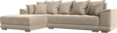 Диван угловой Лига Диванов НордСтар левый / 121105L (велюр бежевый/подушки велюр бежевый)