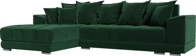 Диван угловой Лига Диванов НордСтар левый / 121108L (велюр зеленый/подушки велюр зеленый)