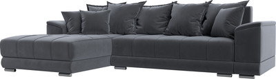 Диван угловой Лига Диванов НордСтар левый / 121110L (велюр серый/подушки велюр серый)
