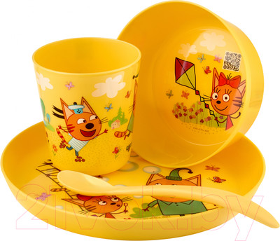 Набор посуды для кормления Roxy-Kids Три кота Каникулы / RFD-013