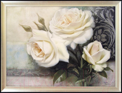 Картина Декарт Три белых розы 8Л3619 (в раме)