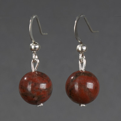 Серьги Wolves Элитная Яшма 40911 №1 (красный)