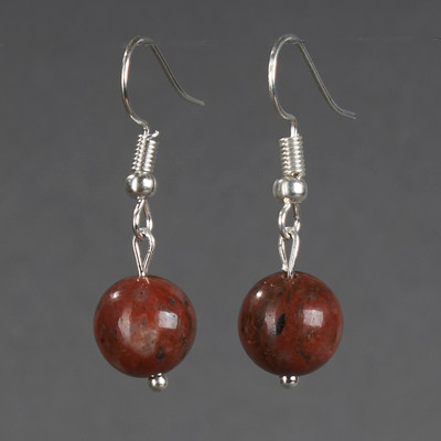 Серьги Wolves Элитная Яшма 40912 №2 (красный)