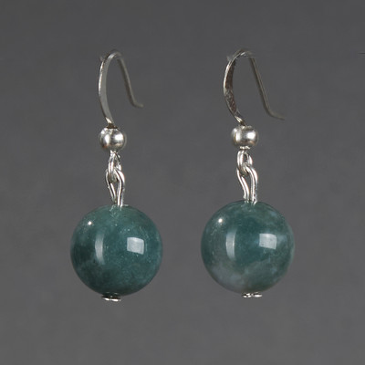 Серьги Wolves Элитная Яшма 40915 №1 (зеленый)