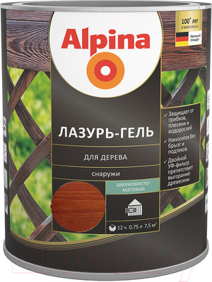 Защитно-декоративный состав Alpina Лазурь-гель (750мл, махагон)