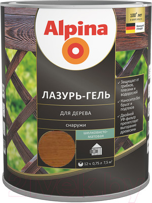 Защитно-декоративный состав Alpina Лазурь-гель (750мл, орех)