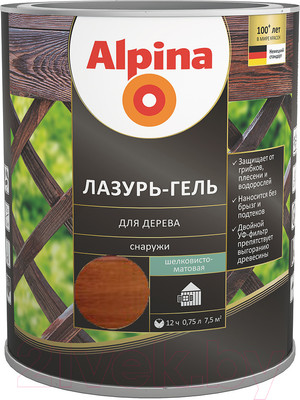 Защитно-декоративный состав Alpina Лазурь-гель (750мл, рябина)