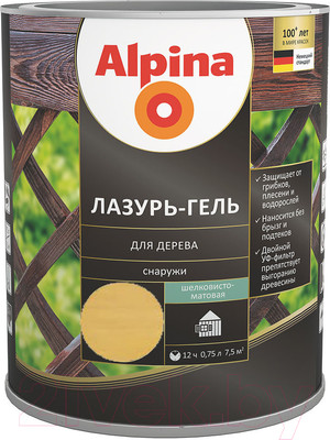Защитно-декоративный состав Alpina Лазурь-гель (750мл, сосна)
