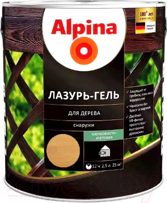 Защитно-декоративный состав Alpina Лазурь-гель (2.5л, тик)
