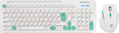 Комплект клавиатура и мышь Defender Cerrato C-978 / 45978 (белый/синий)