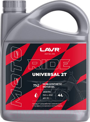 Моторное масло Lavr Moto Ride Universal 2T FC / Ln7742 (4л)