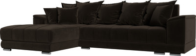 Диван угловой Лига Диванов НордСтар левый / 121115L (микровельвет коричневый/подушки микровельвет коричневый)