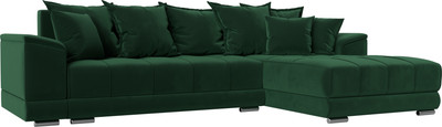 Диван угловой Лига Диванов НордСтар правый / 121108 (велюр зеленый/подушки велюр зеленый)