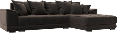 Диван угловой Лига Диванов НордСтар правый / 121109 (велюр коричневый/подушки велюр коричневый)