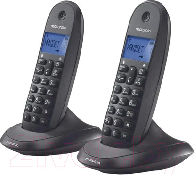 Беспроводной телефон Motorola C1002CB+ (черный, две трубки)
