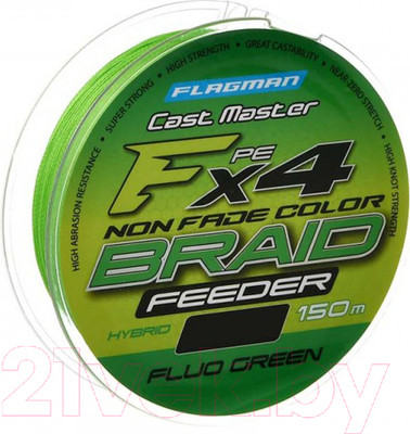 Леска плетеная Flagman Fishing Cast Master Feeder Braid F4 150м Fluo 0.14мм 8.7кг 19lb (CMNFF_014)