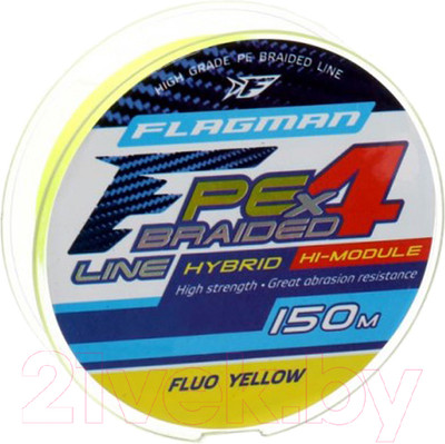 Леска плетеная Flagman Fishing PE Hybrid F4 150m FluoYellow 0.10мм / 25150-010