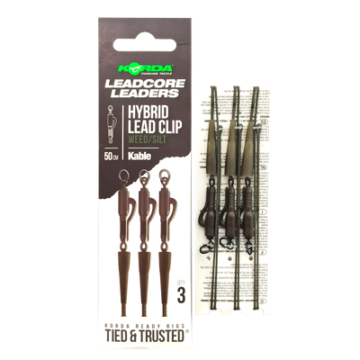 Лидкор рыболовный Korda Kable Leadcore Leader Hybrid Lead Clip 50см Weed / KLL002