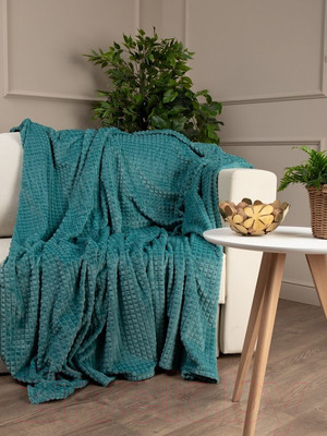 Плед TexRepublic Deco Кубики Фланель 150x200 / 93472 (бирюзовый)