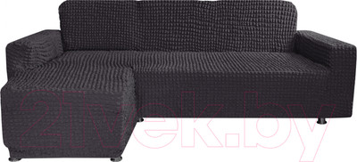 Чехол на угловой диван Mio Tesoro С оттоманкой ПО-3 Люкс 6857 (антрацит, левый)